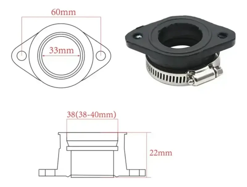 Acople Carburador Cortina Plana De Pwk 28 30 32 34 Mm