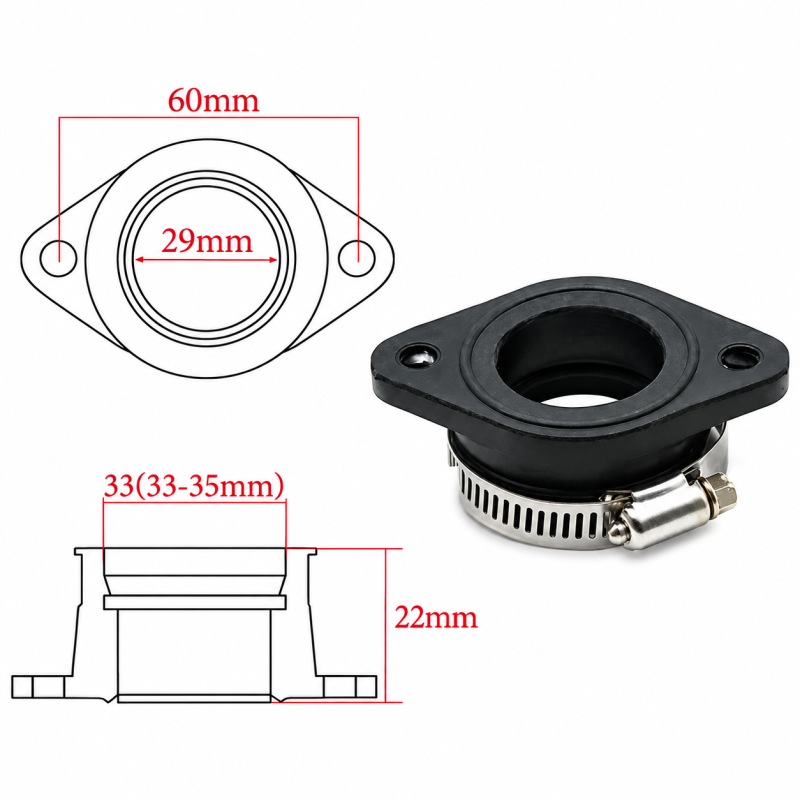 Acople Carburador Cortina Plana De Pwk 28 30 32 34 Mm